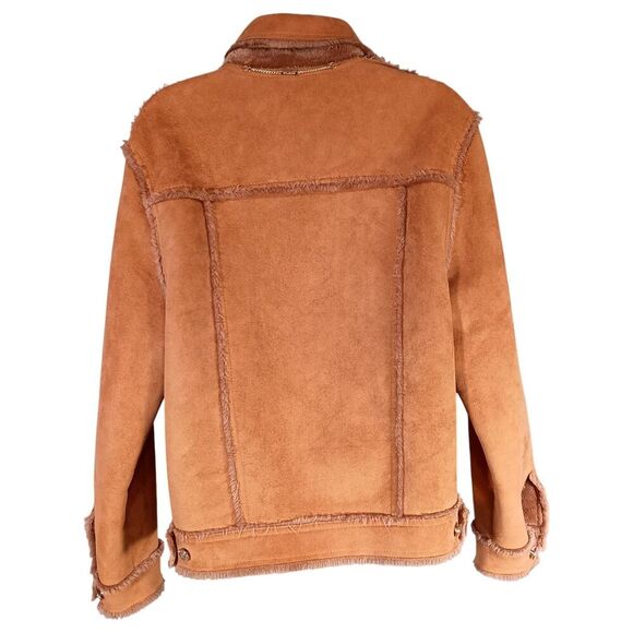 ST. JOHN MARIE GRAY Coat Brown Womens P Small Faux Suede Fur - Picture 2 of 9